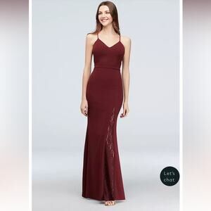 City Triangles maroon dress with lace back and slit‎